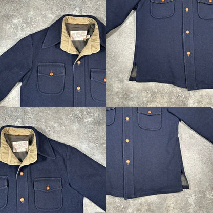 Vintage 70s UPSTREAM USA Made Wool Jacket Navy Size L
