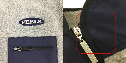 FEELS. Boa Fleece Zip Jacket Gray/Navy Size M