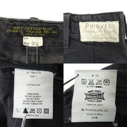 PHIGVEL Button Fly Cotton Pants Black Size 32