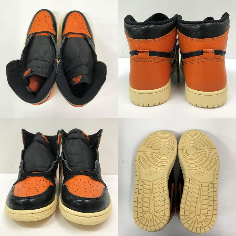 NIKE Air Jordan 1 High OG Orange Black Sneakers Size 27.5