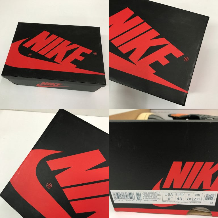 NIKE Air Jordan 1 High OG Orange Black Sneakers Size 27.5