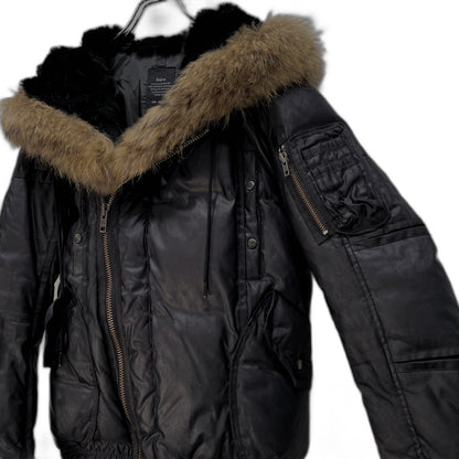 bajra N-2B Rabbit Raccoon Fur Liner Down Jacket Black Size M