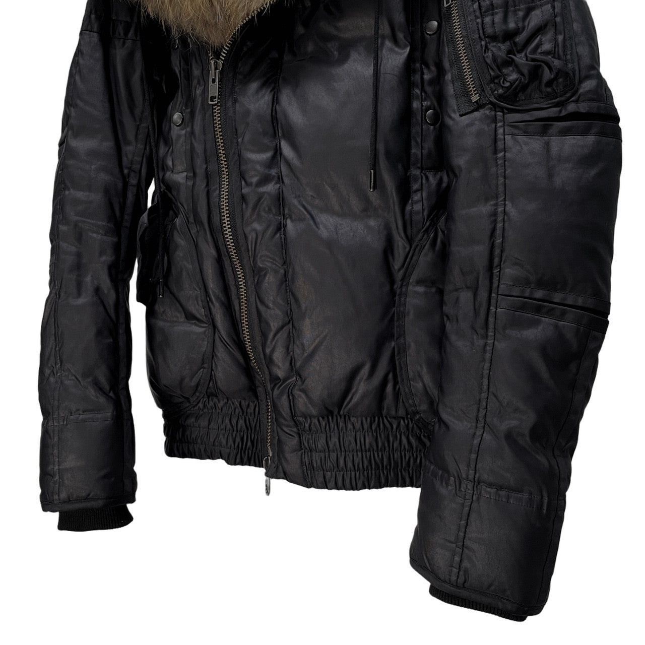 bajra N-2B Rabbit Raccoon Fur Liner Down Jacket Black Size M