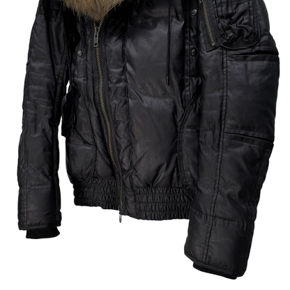 bajra N-2B Rabbit Raccoon Fur Liner Down Jacket Black Size M