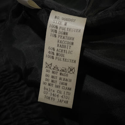 bajra N-2B Rabbit Raccoon Fur Liner Down Jacket Black Size M