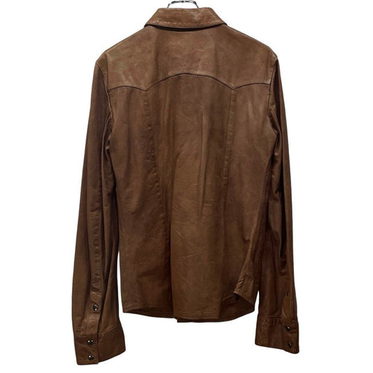 Dolce & Gabbana Lamb Leather Western Shirt Brown Size 46