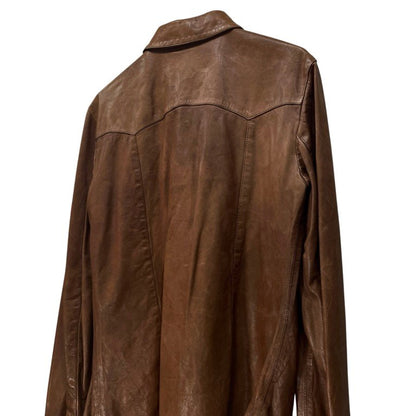 Dolce & Gabbana Lamb Leather Western Shirt Brown Size 46