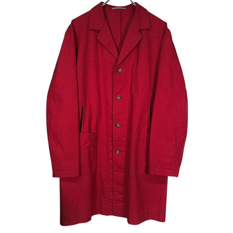 Y's for men Light Cotton Canvas Long Coat Red Size 3