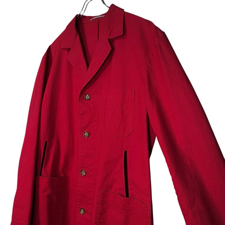 Y's for men Light Cotton Canvas Long Coat Red Size 3