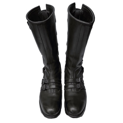 Blackmeans Leather 6-Buckle Back-Zip Long Boots Size 27.5