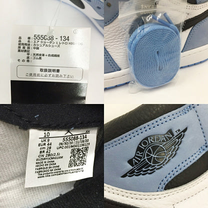 NIKE Air Jordan 1 High OG White Black Blue Sneakers Size 10