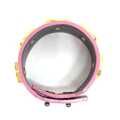 AMBUSH Pink Crest Leather Bracelet Size ONE SIZE