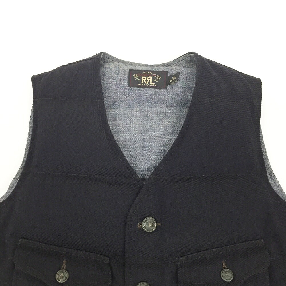 RRL Twill Down Vest Black Size XS