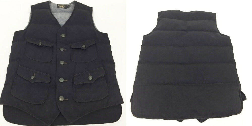 RRL Twill Down Vest Black Size XS