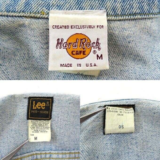 LEE 80s USA Hard Rock Cafe Embroidered Trucker Jacket Size M