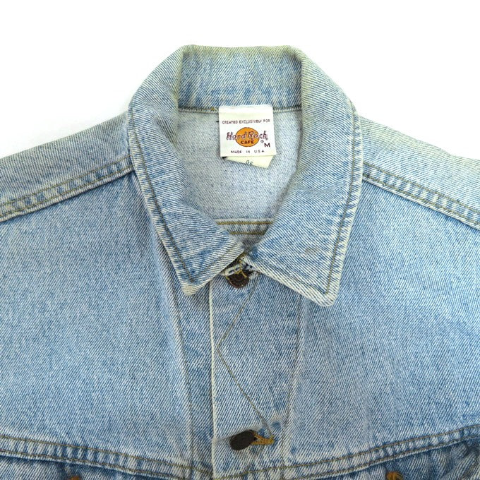 LEE 80s USA Hard Rock Cafe Embroidered Trucker Jacket Size M