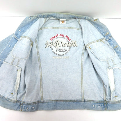 LEE 80s USA Hard Rock Cafe Embroidered Trucker Jacket Size M