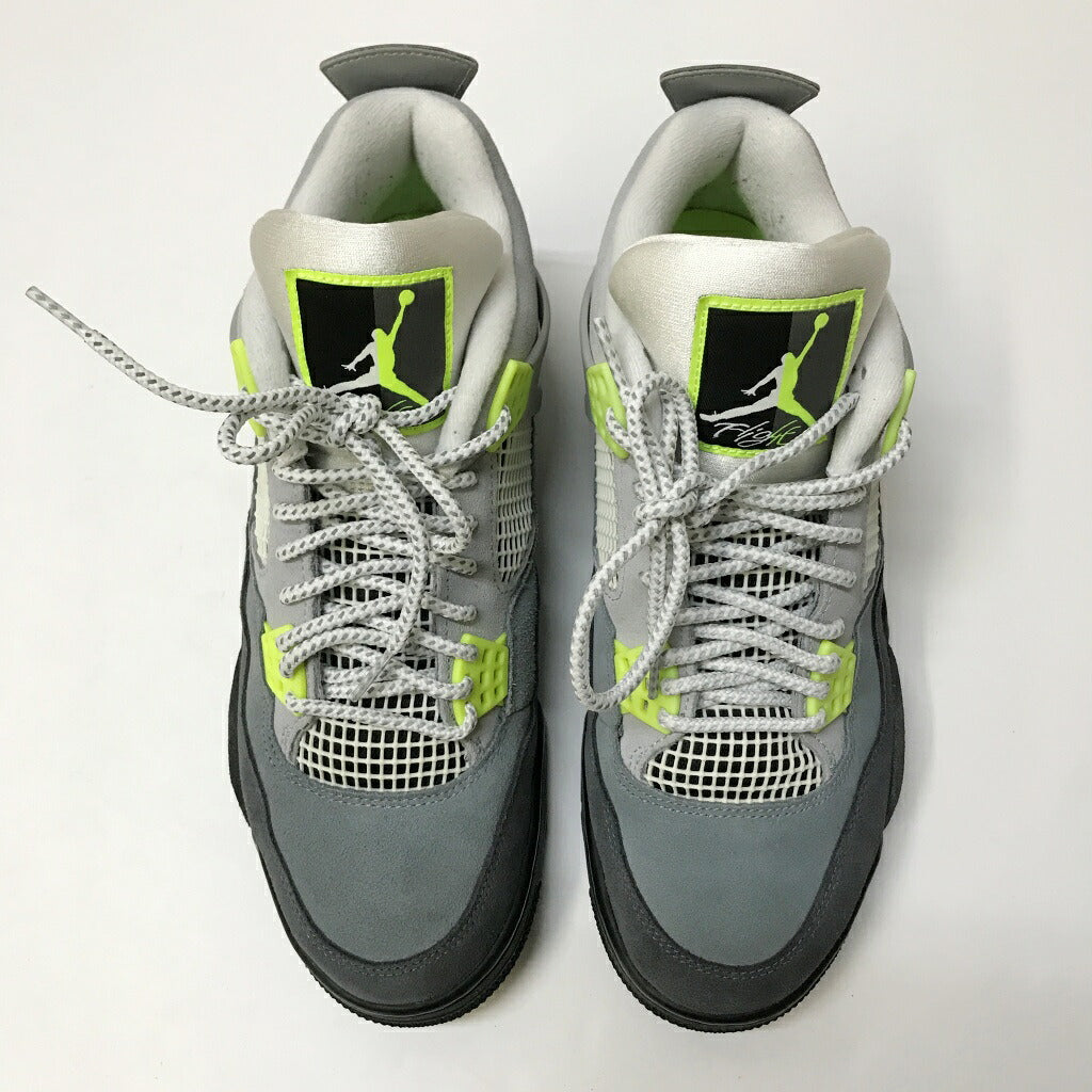 RETRO LE NEON Air Jordan 4 Neon Yellow Sneakers Size 28.0