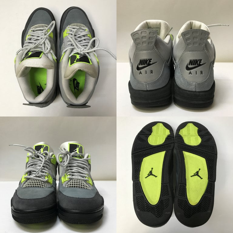 RETRO LE NEON Air Jordan 4 Neon Yellow Sneakers Size 28.0