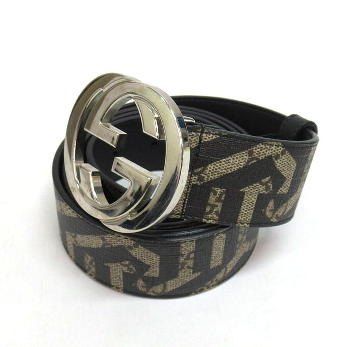 GUCCI GG Kaleido Leather Belt Brown Size 110