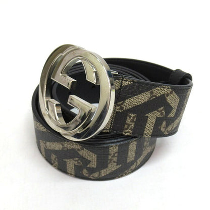 GUCCI GG Kaleido Leather Belt Brown Size 110