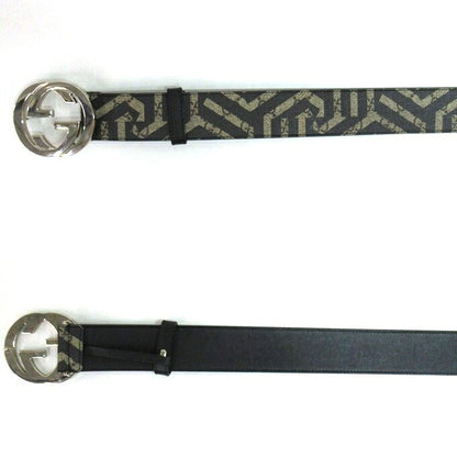 GUCCI GG Kaleido Leather Belt Brown Size 110