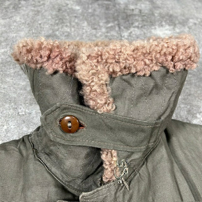 Mats Larsson 1940s Swedish Pilot Canvas Boa Coat