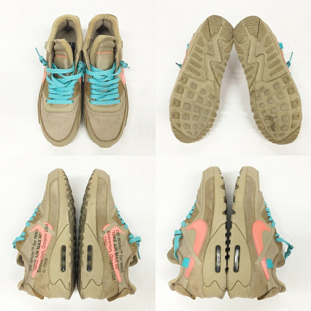 AIR MAX 90 The 10 Off-White Beige Brown Sneakers Size 7