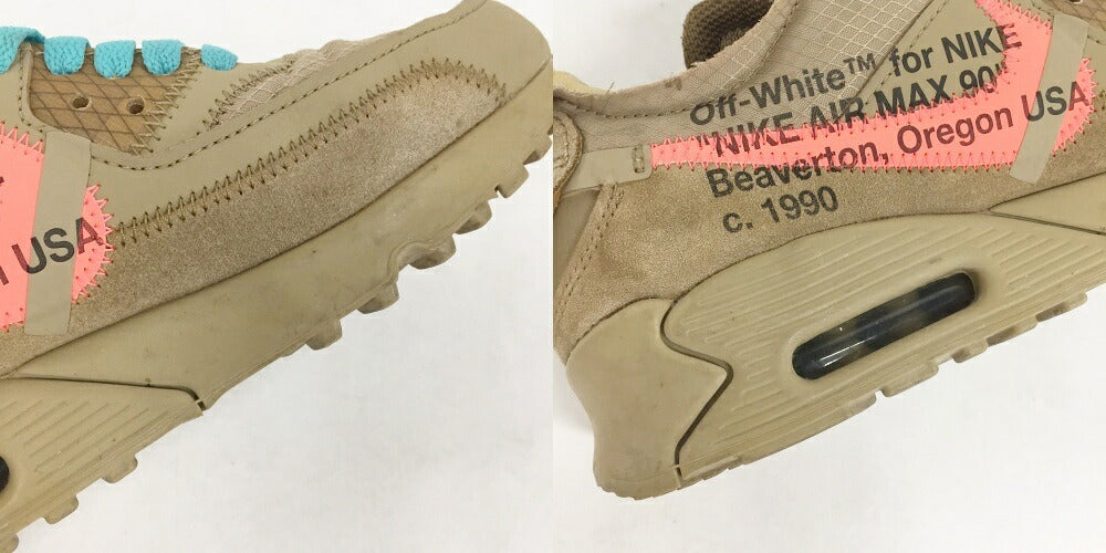 AIR MAX 90 The 10 Off-White Beige Brown Sneakers Size 7