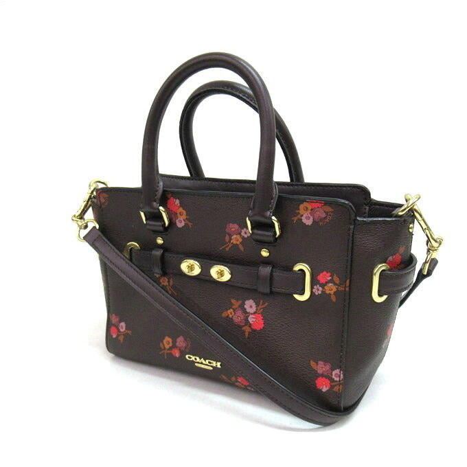 COACH Mini Break Carryall Floral 2-Way Bag Brown