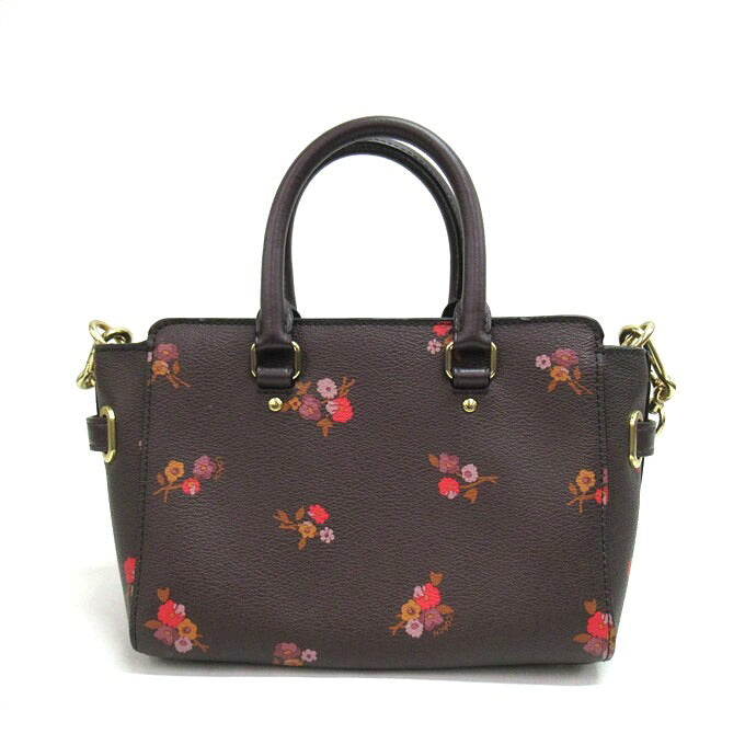 COACH Mini Break Carryall Floral 2-Way Bag Brown