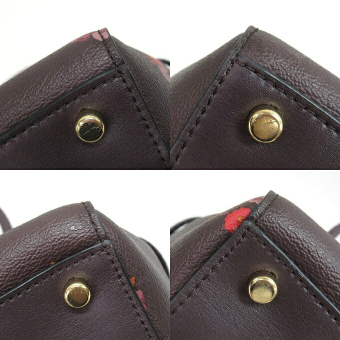 COACH Mini Break Carryall Floral 2-Way Bag Brown
