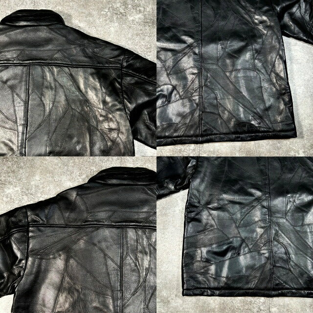 Sourcream Black Patchwork Leather Jacket Size F