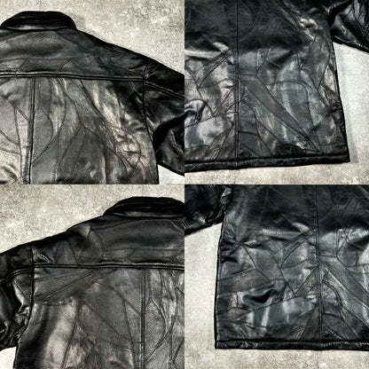 Sourcream Black Patchwork Leather Jacket Size F