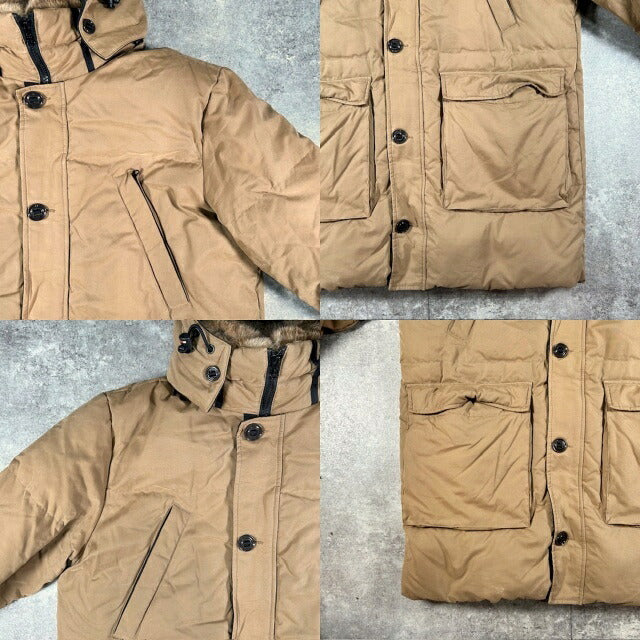 TOMMY HILFIGER Rabbit Fur Hooded Down Jacket Beige Size L
