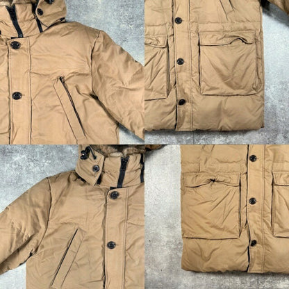 TOMMY HILFIGER Rabbit Fur Hooded Down Jacket Beige Size L