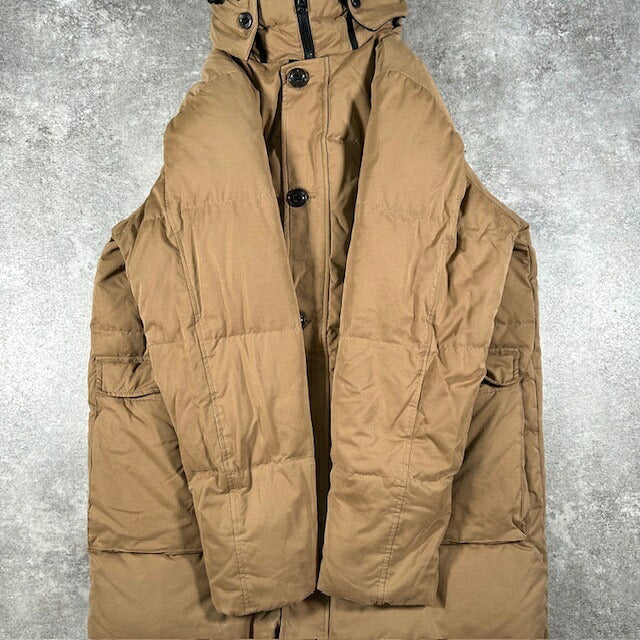 TOMMY HILFIGER Rabbit Fur Hooded Down Jacket Beige Size L