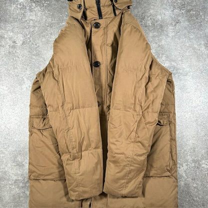 TOMMY HILFIGER Rabbit Fur Hooded Down Jacket Beige Size L