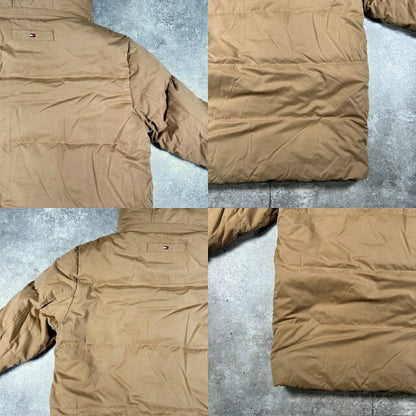 TOMMY HILFIGER Rabbit Fur Hooded Down Jacket Beige Size L