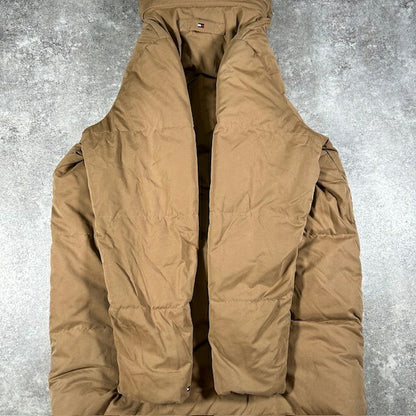 TOMMY HILFIGER Rabbit Fur Hooded Down Jacket Beige Size L