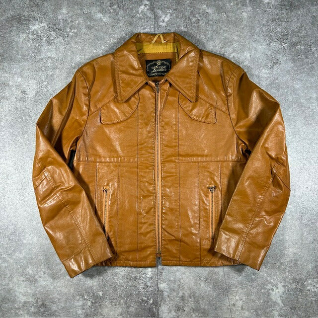Vintage 60s 70s Brown Genuine Leather Talon Zip Size 40
