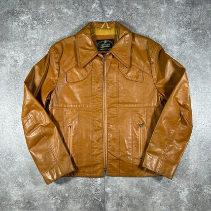 Vintage 60s 70s Brown Genuine Leather Talon Zip Size 40