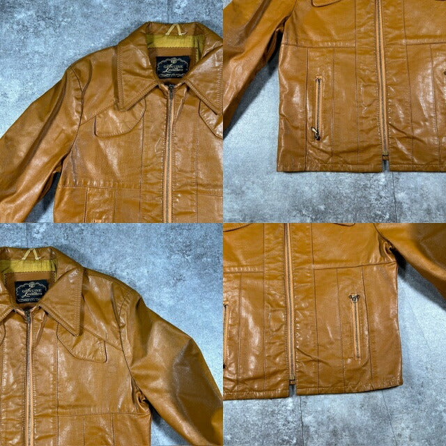 Vintage 60s 70s Brown Genuine Leather Talon Zip Size 40