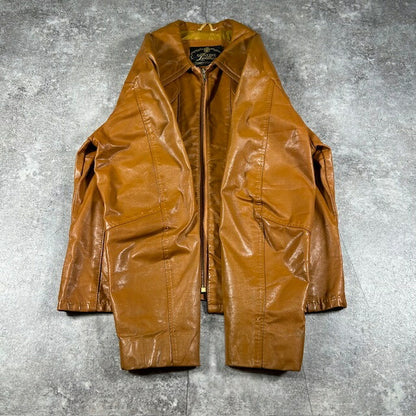 Vintage 60s 70s Brown Genuine Leather Talon Zip Size 40
