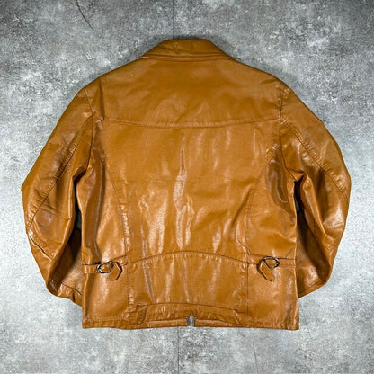 Vintage 60s 70s Brown Genuine Leather Talon Zip Size 40