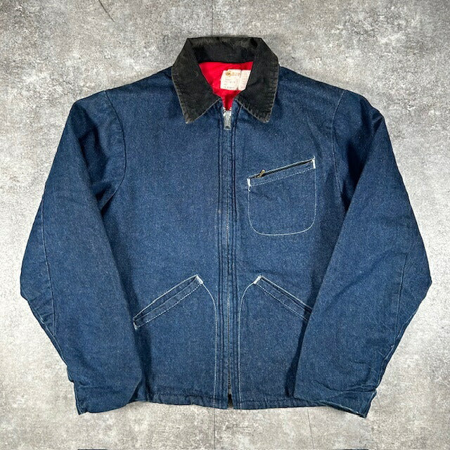KEY KEY 80s Corduroy Collar Denim Quilted Liner Jacket Size 40
