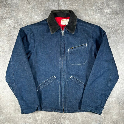KEY KEY 80s Corduroy Collar Denim Quilted Liner Jacket Size 40