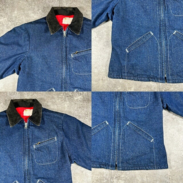 KEY KEY 80s Corduroy Collar Denim Quilted Liner Jacket Size 40