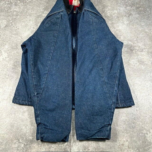 KEY KEY 80s Corduroy Collar Denim Quilted Liner Jacket Size 40