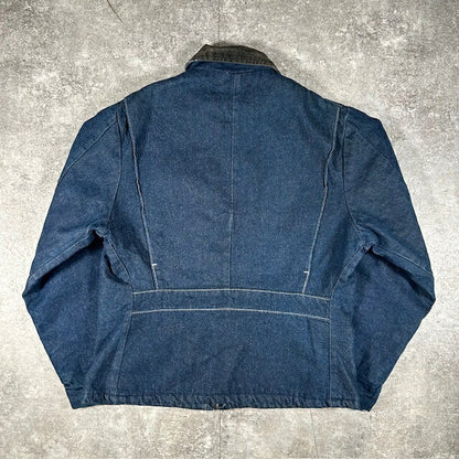 KEY KEY 80s Corduroy Collar Denim Quilted Liner Jacket Size 40